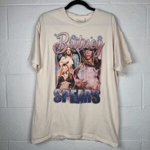 Britney Spears Y2K Graphic T Shirt Unisex L Pop Star Collage Band Te